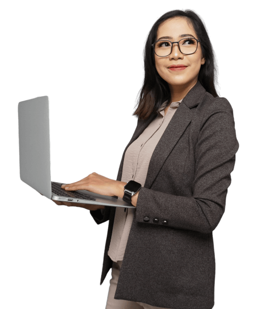 Working stand up with a laptop